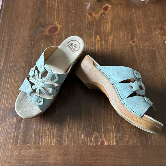 Dansko Serena Wedge Sandals Turquoise Gray. Size 42/11.5-12. - Picture 2 of 7